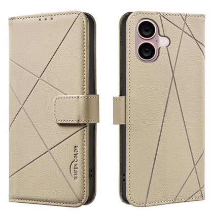 Geometric Pattern RFID Leather Phone Case, For iPhone 16e, For iPhone 16 Pro Max, For iPhone 16 Pro, For iPhone 16 Plus
