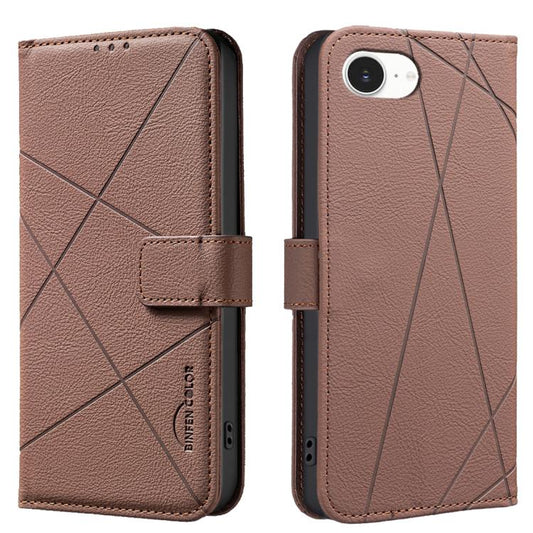 Geometric Pattern RFID Leather Phone Case, For iPhone 16e, For iPhone 16 Pro Max, For iPhone 16 Pro, For iPhone 16 Plus