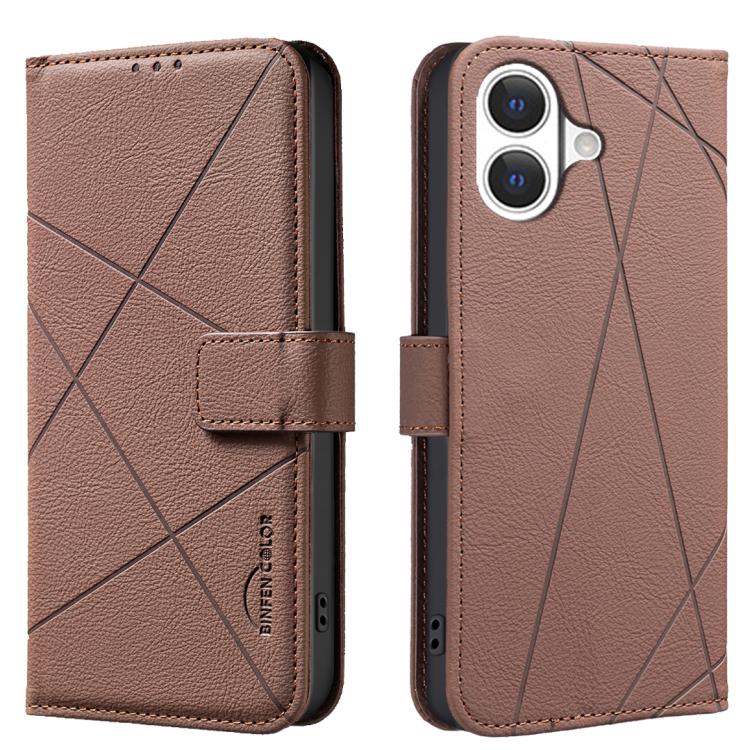Geometric Pattern RFID Leather Phone Case, For iPhone 16e / 17e, For iPhone 17 Pro Max, For iPhone 17 Pro, For iPhone 17
