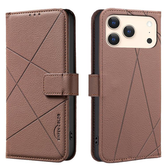 Geometric Pattern RFID Leather Phone Case, For iPhone 18 Pro/17 Pro, For iPhone 18 Pro Max/17 Pro Max, For iPhone 16e / 17e, For iPhone 17