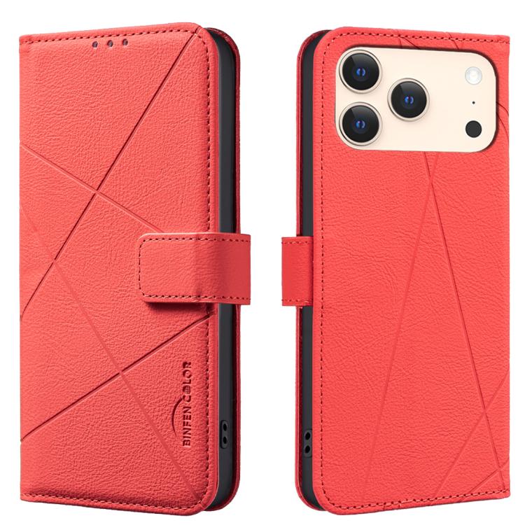 Geometric Pattern RFID Leather Phone Case, For iPhone 16e / 17e, For iPhone 17 Pro Max, For iPhone 17 Pro, For iPhone 17