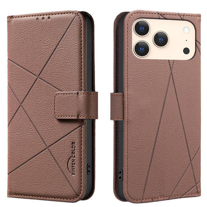 Geometric Pattern RFID Leather Phone Case, For iPhone 16e / 17e, For iPhone 17 Pro Max, For iPhone 17 Pro, For iPhone 17