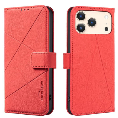 Geometric Pattern RFID Leather Phone Case, For iPhone 16e / 17e, For iPhone 17 Pro Max, For iPhone 17 Pro, For iPhone 17