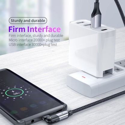 2.4A USB to Micro USB 180 Degree Rotating Elbow Charging Cable, 1.2m Micro USB, 2m Micro USB