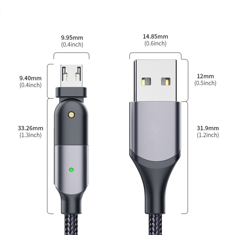 2.4A USB to Micro USB 180 Degree Rotating Elbow Charging Cable, 1.2m Micro USB, 2m Micro USB