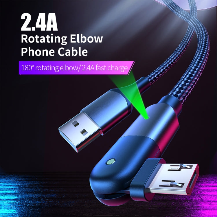 2.4A USB to Micro USB 180 Degree Rotating Elbow Charging Cable, 1.2m Micro USB, 2m Micro USB