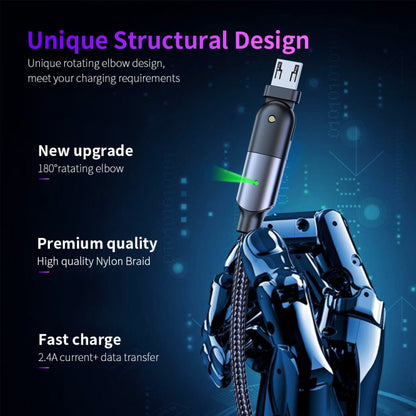 2.4A USB to Micro USB 180 Degree Rotating Elbow Charging Cable, 1.2m Micro USB, 2m Micro USB