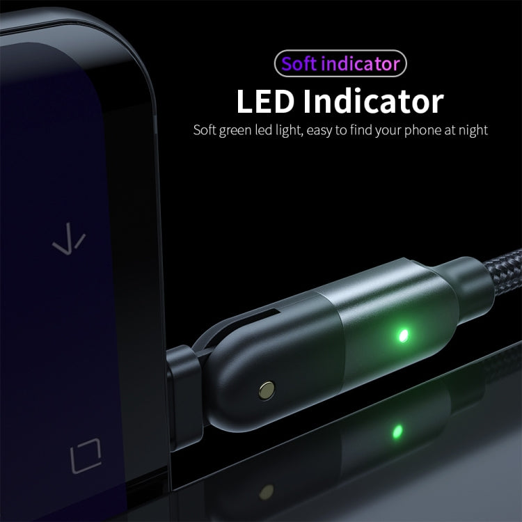 3A USB to USB-C / Type-C 180 Degree Rotating Elbow Charging Cable