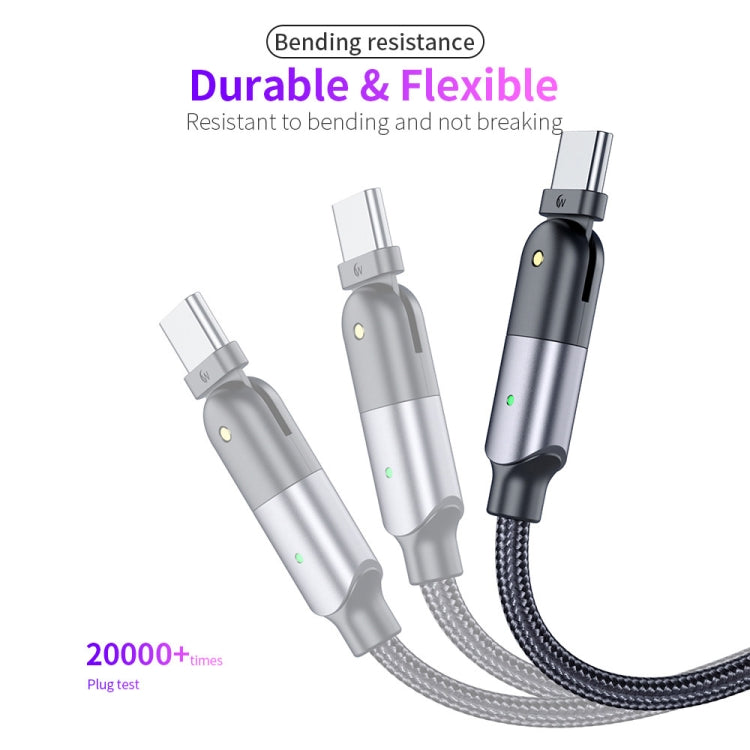 60W 3A USB-C / Type-C to Type-C 180 Degree Rotating Elbow Fast Charging Cable, 1.2m 60W PD, 2m 60W PD