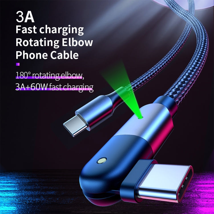 60W 3A USB-C / Type-C to Type-C 180 Degree Rotating Elbow Fast Charging Cable, 1.2m 60W PD, 2m 60W PD