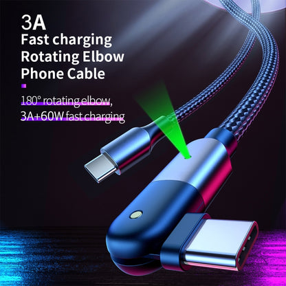 60W 3A USB-C / Type-C to Type-C 180 Degree Rotating Elbow Fast Charging Cable, 1.2m 60W PD, 2m 60W PD
