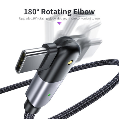 60W 3A USB-C / Type-C to Type-C 180 Degree Rotating Elbow Fast Charging Cable, 1.2m 60W PD, 2m 60W PD