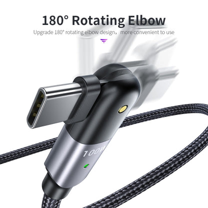 100W 5A USB-C / Type-C to Type-C 180 Degree Rotating Elbow Fast Charging Cable, 1.2m 100W PD