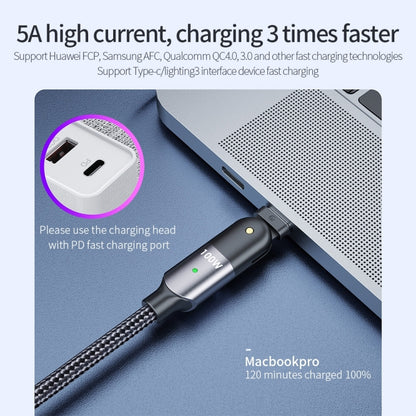 100W 5A USB-C / Type-C to Type-C 180 Degree Rotating Elbow Fast Charging Cable, 1.2m 100W PD