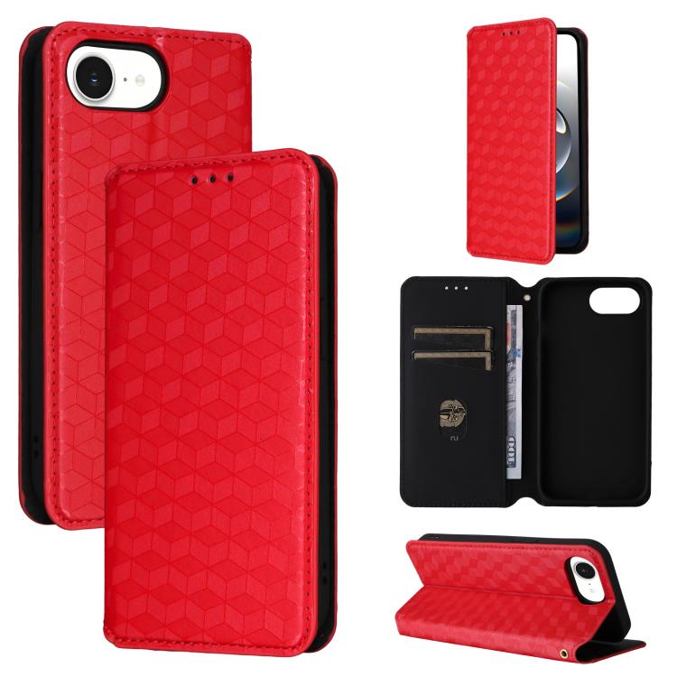 Cubic Grid Texture Flip Leather Phone Case
