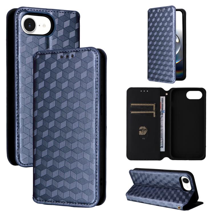 Cubic Grid Texture Flip Leather Phone Case