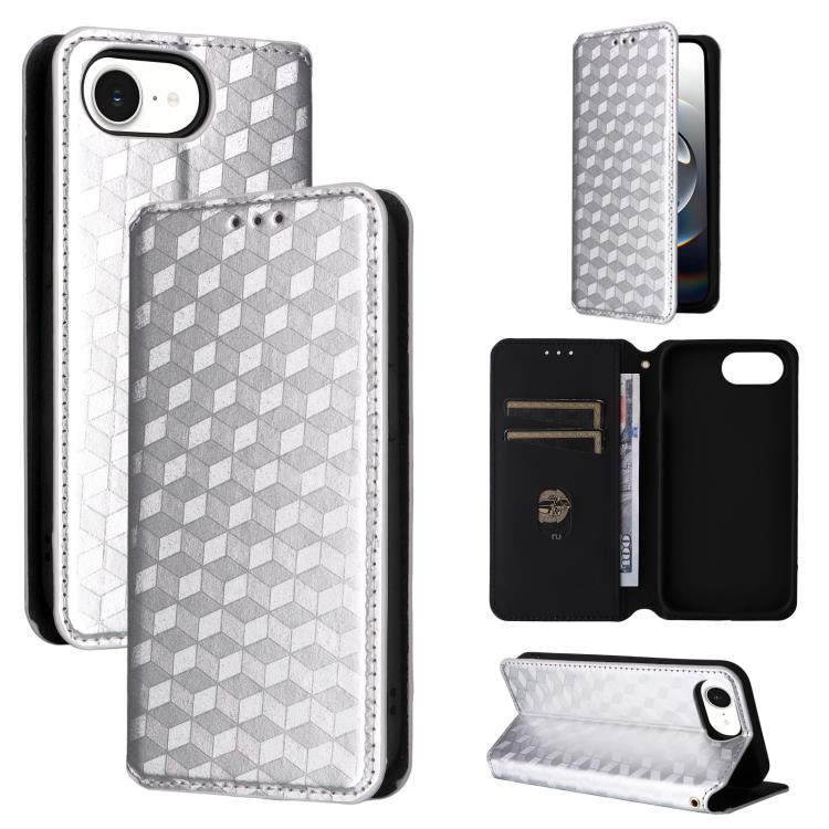 Cubic Grid Texture Flip Leather Phone Case