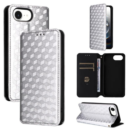 Cubic Grid Texture Flip Leather Phone Case