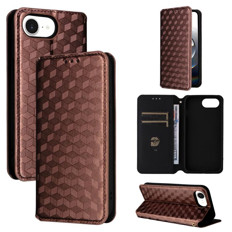 Cubic Grid Texture Flip Leather Phone Case