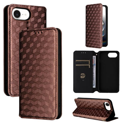 Cubic Grid Texture Flip Leather Phone Case