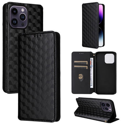 Cubic Grid Texture Flip Leather Phone Case