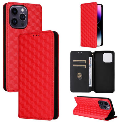 Cubic Grid Texture Flip Leather Phone Case