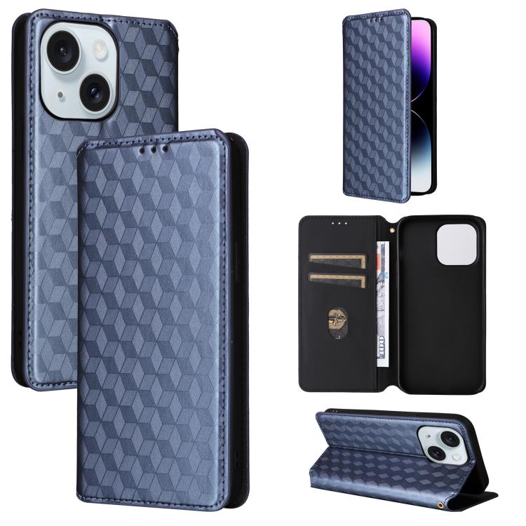 Cubic Grid Texture Flip Leather Phone Case