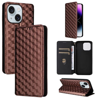 Cubic Grid Texture Flip Leather Phone Case