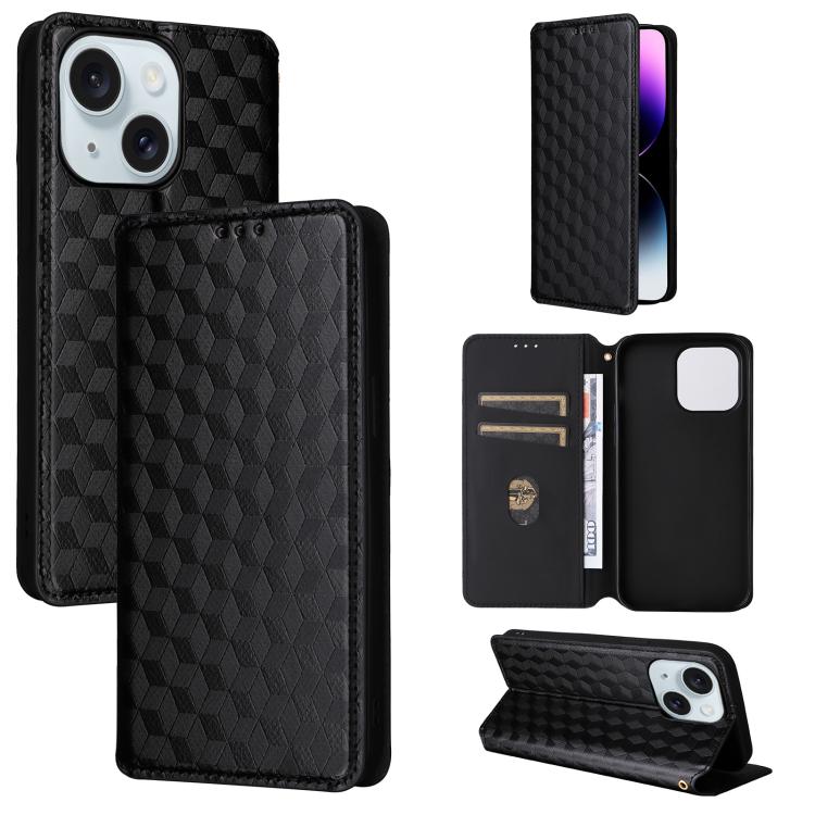 Cubic Grid Texture Flip Leather Phone Case