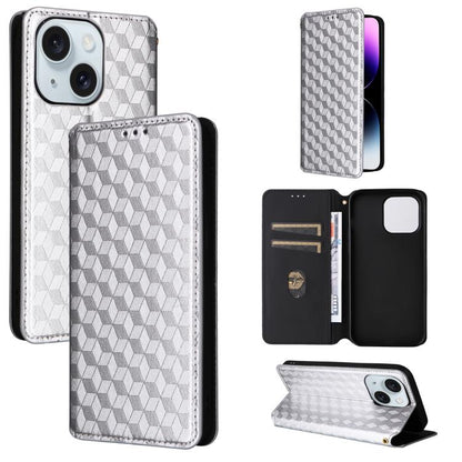 Cubic Grid Texture Flip Leather Phone Case