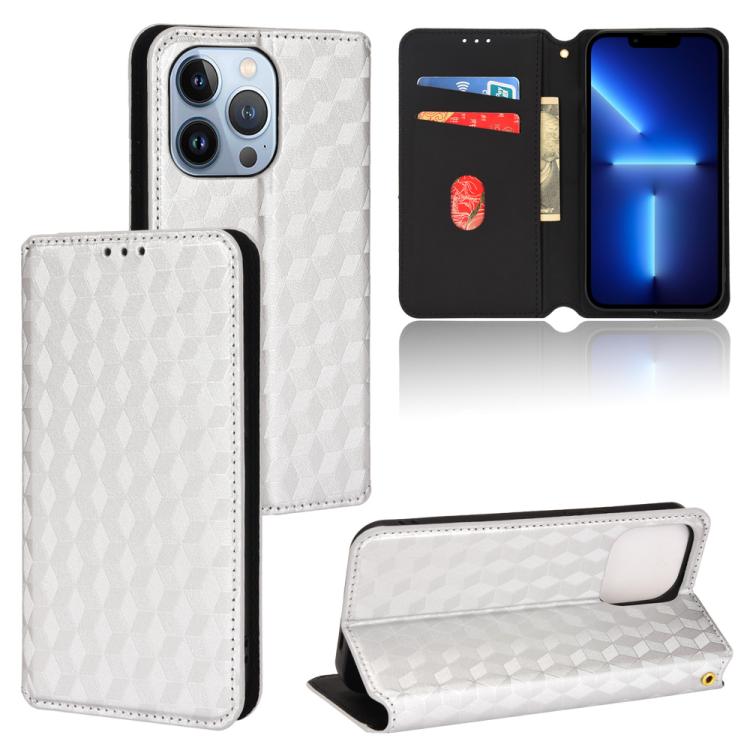 Cubic Grid Texture Flip Leather Phone Case