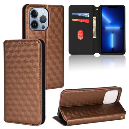 Cubic Grid Texture Flip Leather Phone Case