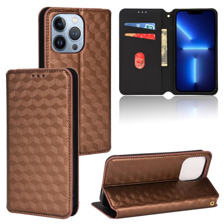 Cubic Grid Texture Flip Leather Phone Case