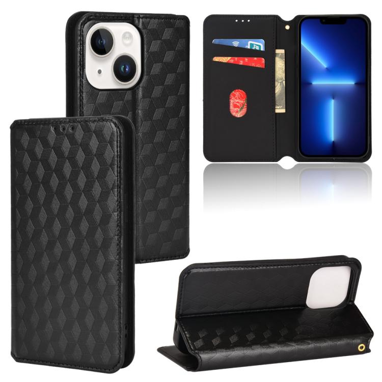 Cubic Grid Texture Flip Leather Phone Case