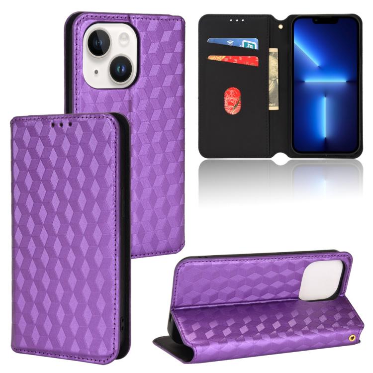 Cubic Grid Texture Flip Leather Phone Case