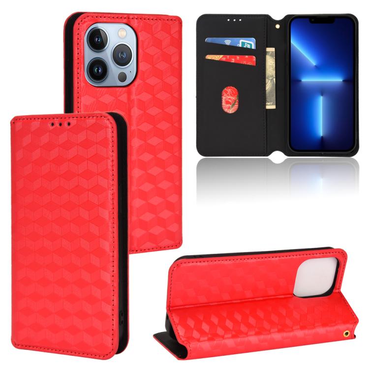 Cubic Grid Texture Flip Leather Phone Case