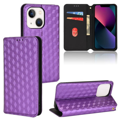 Cubic Grid Texture Flip Leather Phone Case