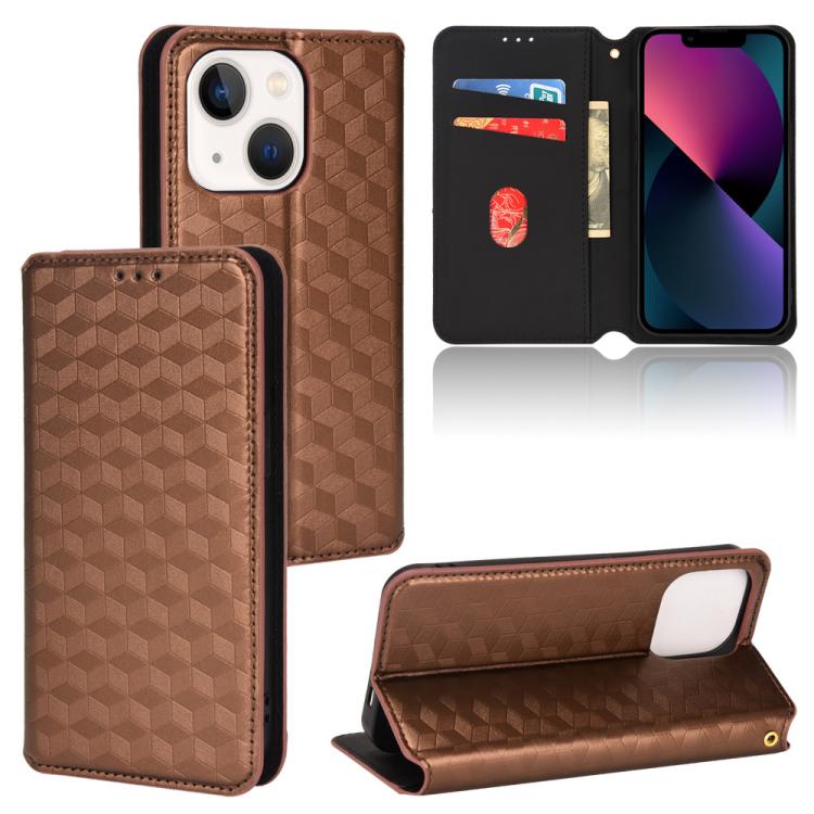Cubic Grid Texture Flip Leather Phone Case