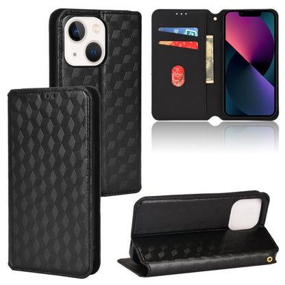 Cubic Grid Texture Flip Leather Phone Case