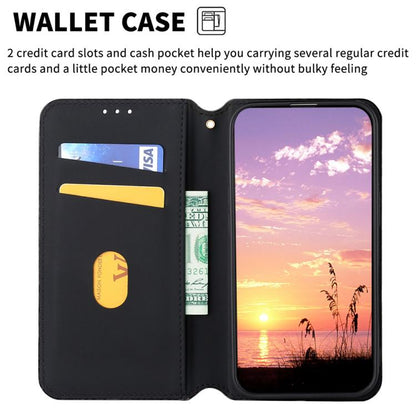 Cubic Grid Texture Flip Leather Phone Case