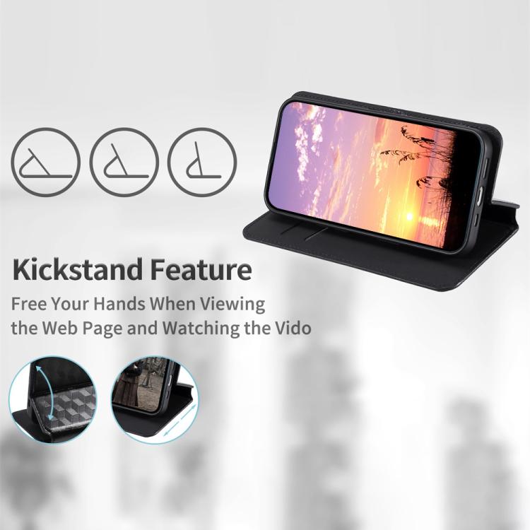 Cubic Grid Texture Flip Leather Phone Case