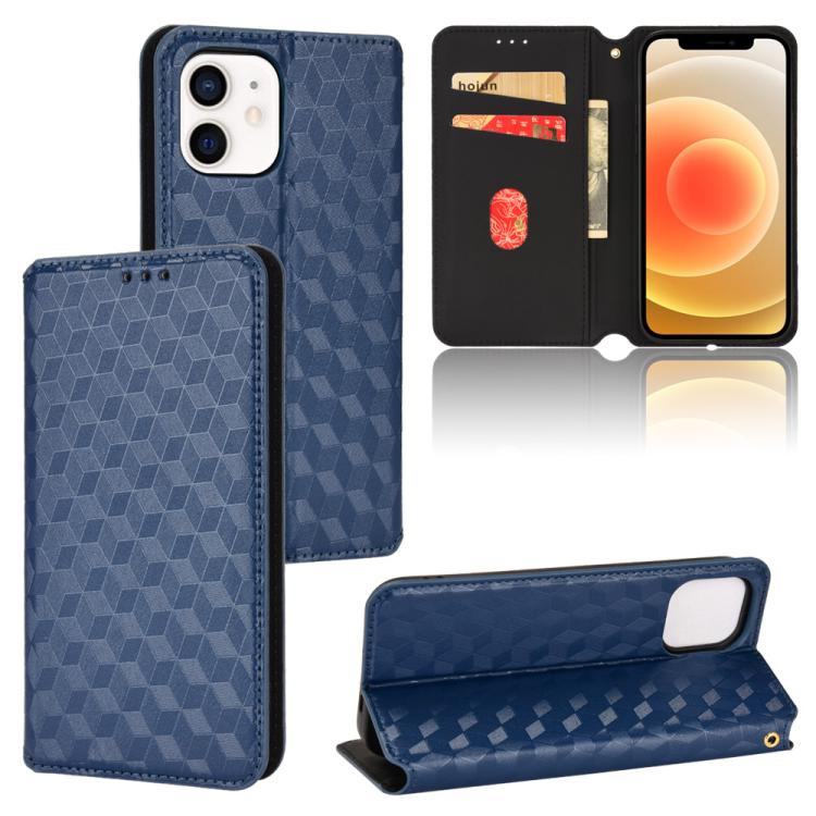 Cubic Grid Texture Flip Leather Phone Case