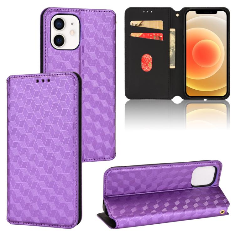 Cubic Grid Texture Flip Leather Phone Case