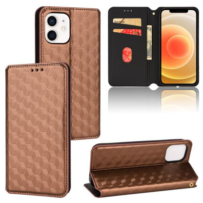 Cubic Grid Texture Flip Leather Phone Case