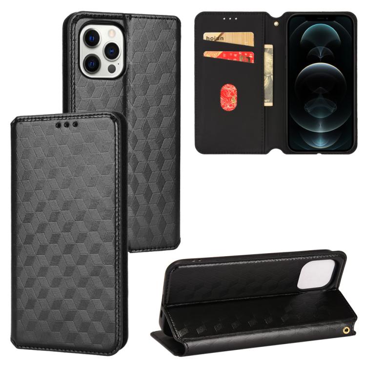 Cubic Grid Texture Flip Leather Phone Case