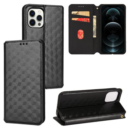 Cubic Grid Texture Flip Leather Phone Case