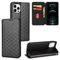 Cubic Grid Texture Flip Leather Phone Case