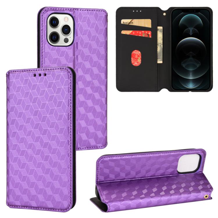 Cubic Grid Texture Flip Leather Phone Case