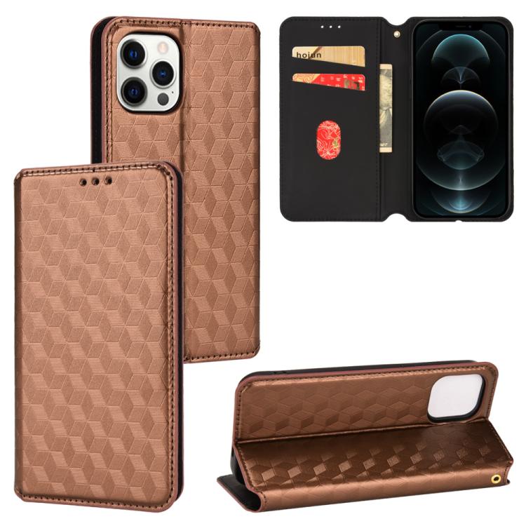 Cubic Grid Texture Flip Leather Phone Case
