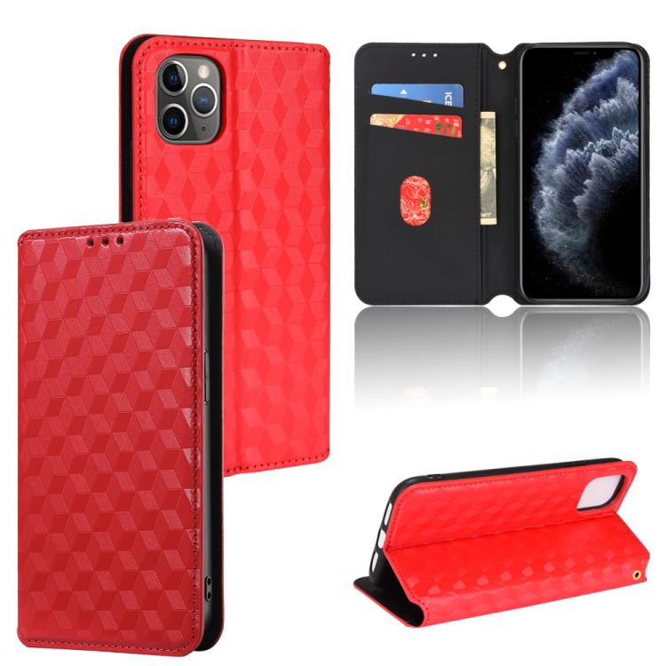 Cubic Grid Texture Flip Leather Phone Case